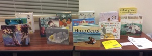 Science themed picture books on display at school
