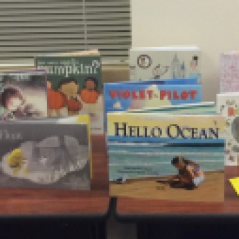 Science themed picture books on display at school
